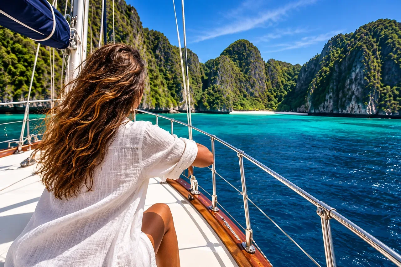 A crew member watching the horizon from the existing deck — AI-generated illustration