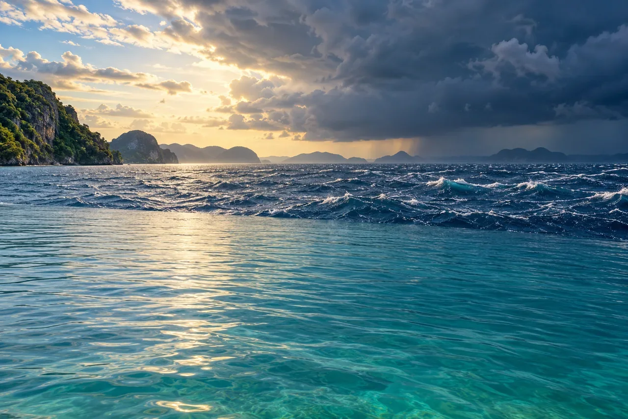 Calm and choppy water compared — AI-generated illustration