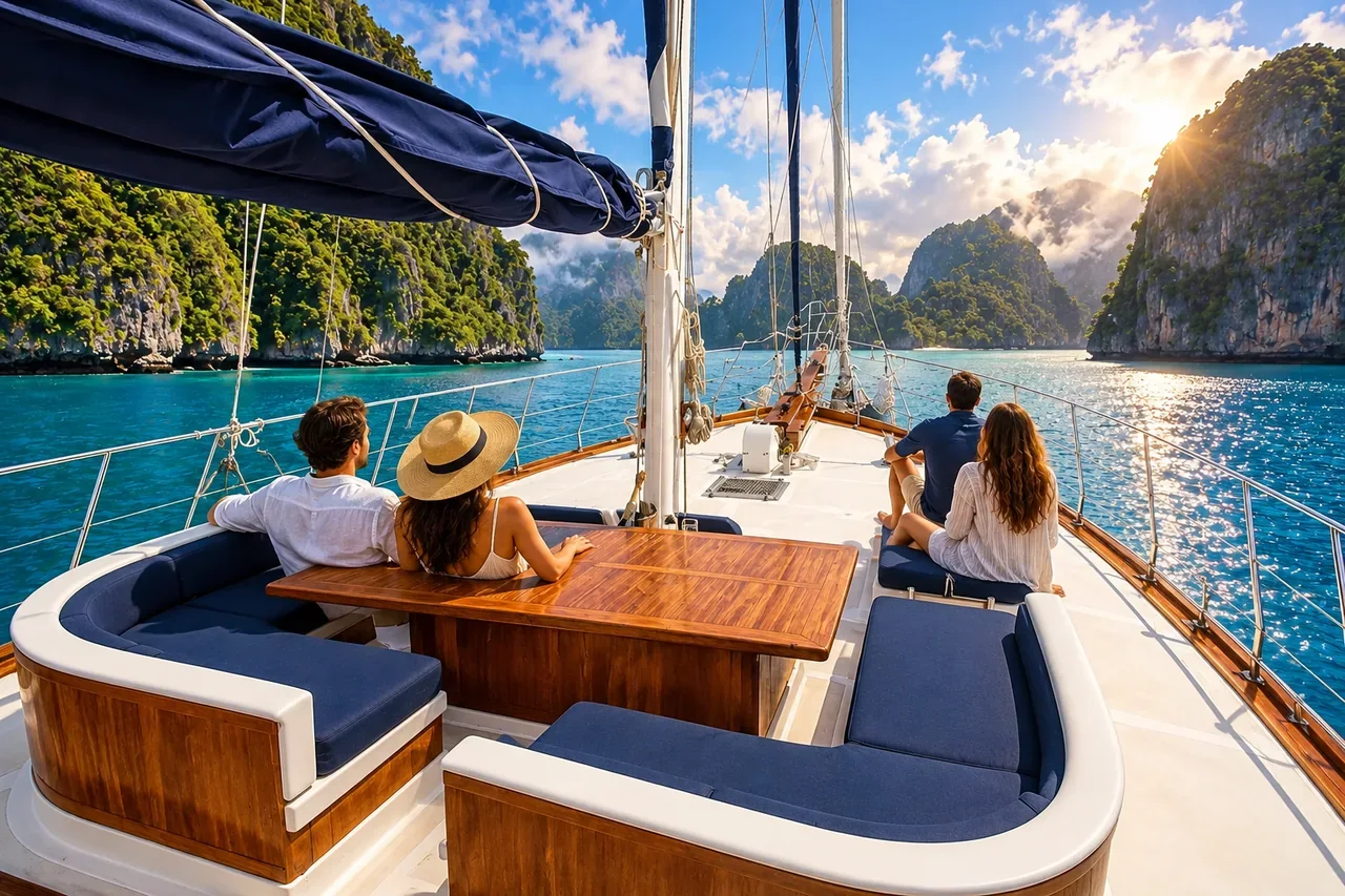 Guests on deck watching the clouds lift — AI-generated illustration