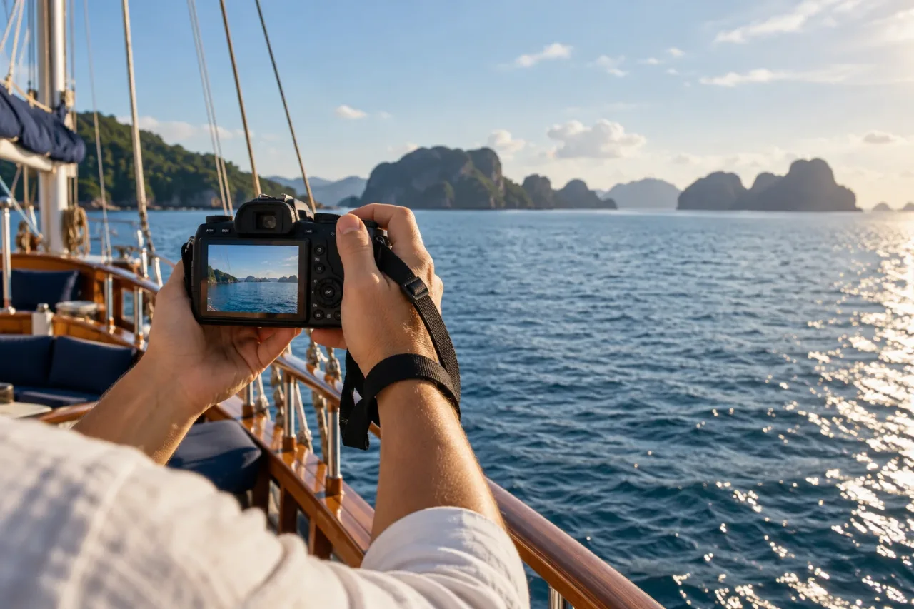 Keeping a camera secure while composing the view — AI-generated illustration