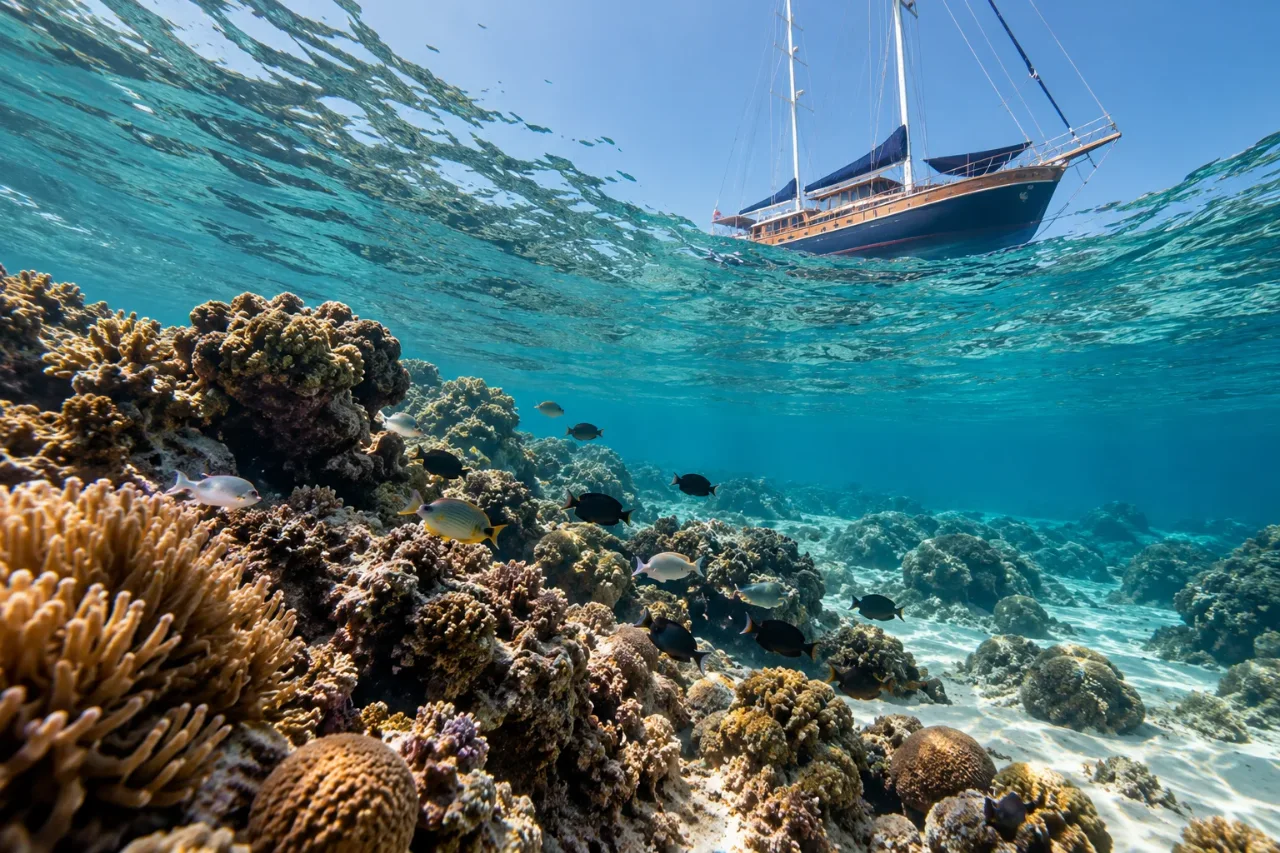 Observing coral and marine life in their habitat — AI-generated illustration
