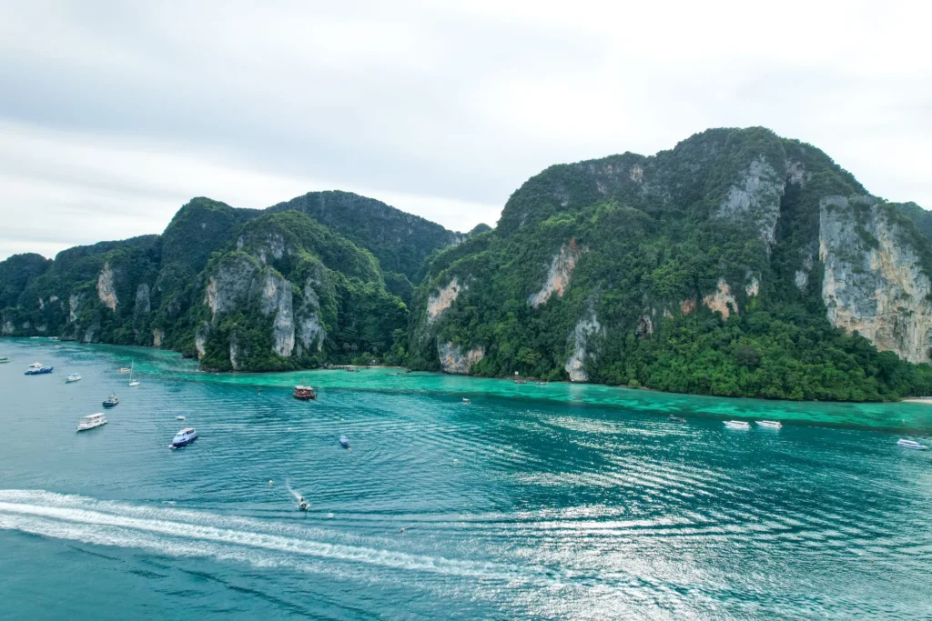 Limestone cliffs and turquoise water of the Phi Phi Islands