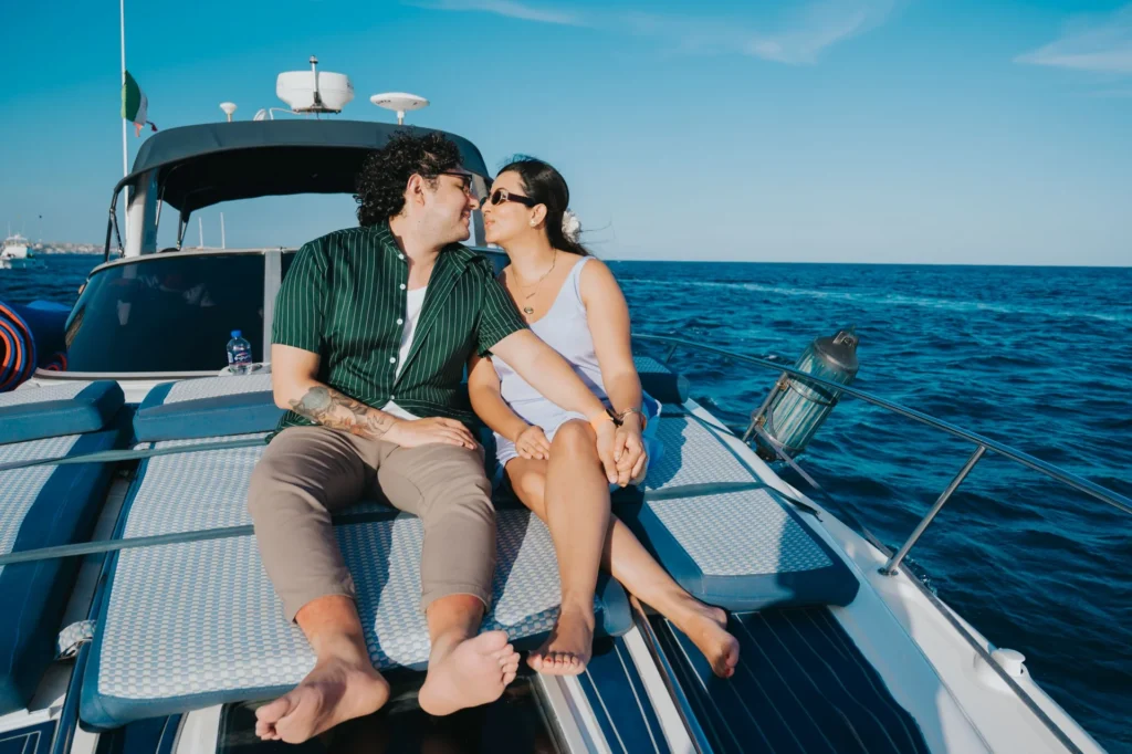 Private yacht day with a small group of guests on deck