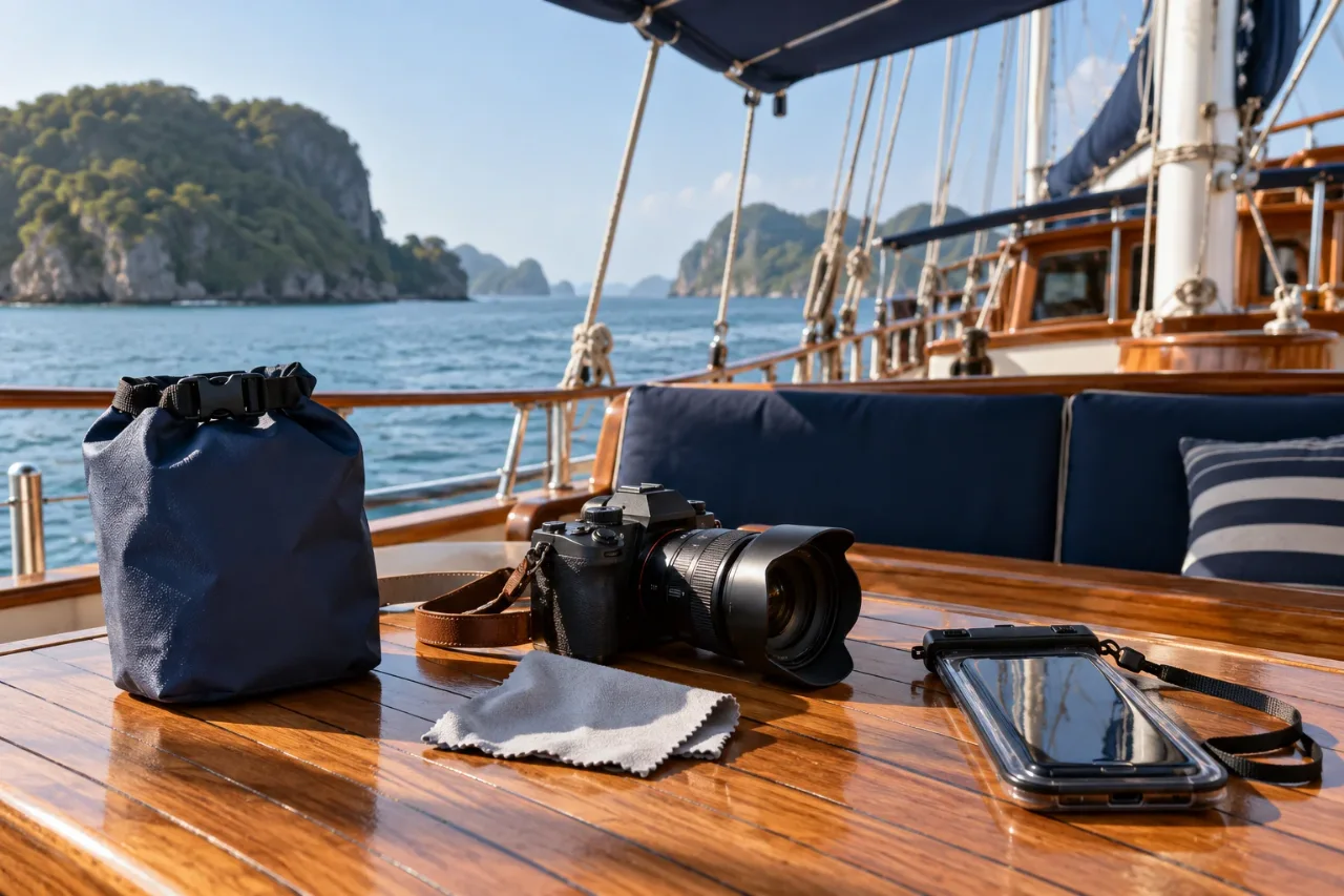 Protecting photography equipment from water and salt — AI-generated illustration